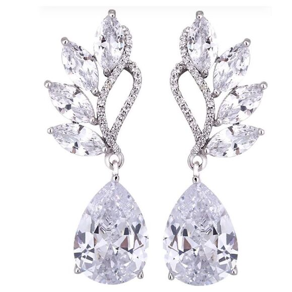 Rhinestone Bride Statement Earrings - Picture 3 of 5